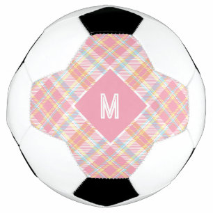 Custom Monogram Plaid / Tartan Pattern Soccer Ball