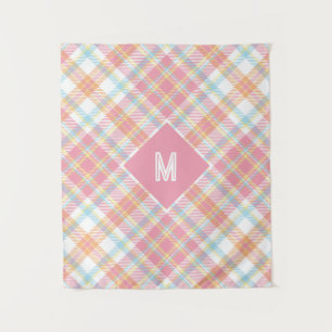 Custom Monogram Plaid / Tartan Pattern Tapestry