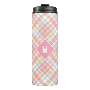 Custom Monogram Plaid / Tartan Pattern Thermal Tumbler