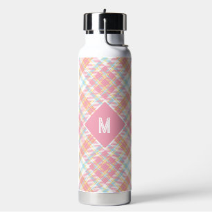 Custom Monogram Plaid / Tartan Pattern Water Bottle