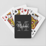 Custom monogram playing cards gift for boyfriend<br><div class="desc">Custom monogram playing cards gift for boyfriend. Personalized name initial letter playing cards. Elegant black and white typography. Vintage hand lettering design. Great for playing poker,  black jack and other card games with friends. Simple Christmas and Birthday presents for guys who don't need much.</div>