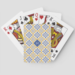 Custom Monogram Portugese Tiles Pattern Playing Cards