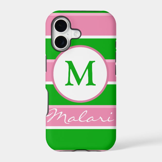 Custom Monogram Preppy Stripe iPhone 5 Case (Back)
