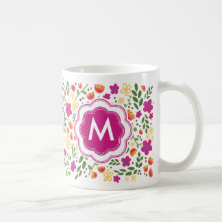 Custom Monogram Pretty Colourful Girly Floral Mug