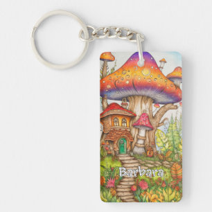 Custom Monogram Psychedelic Mushroom Art Keychain
