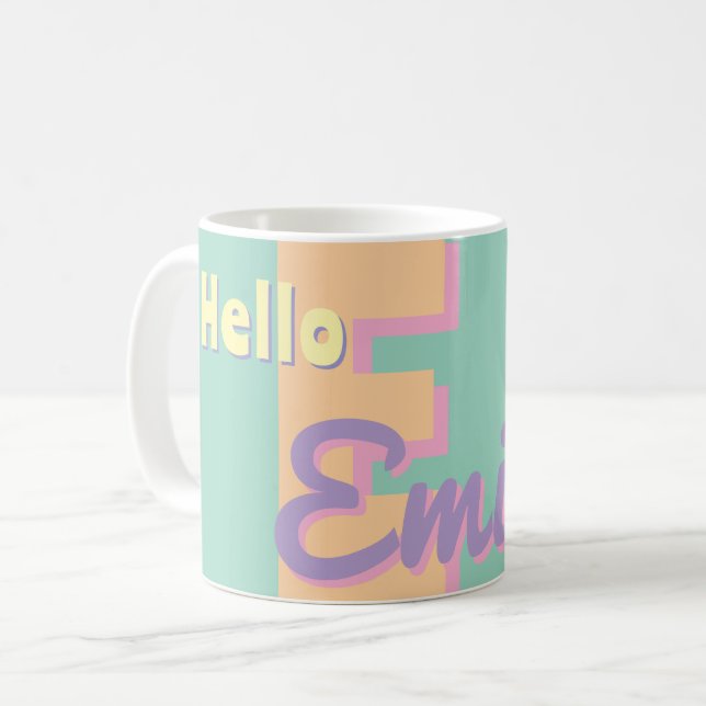 Custom monogram  – purple, blue & Peach  Coffee Mug (Front Left)