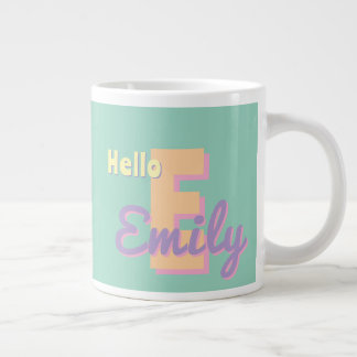Custom monogram  – purple, blue & Peach  Large Coffee Mug