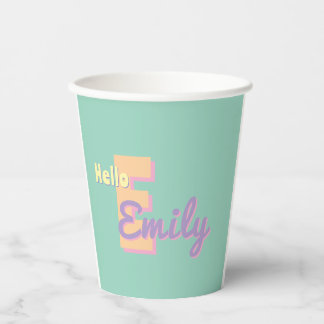 Custom monogram  – purple, blue & Peach  Paper Cups