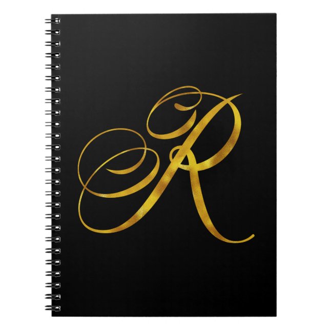 Custom Monogram R Faux Gold Foil Monograms Initial Notebook (Front)