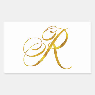 Custom Monogram R Faux Gold Foil Monograms Initial Sticker