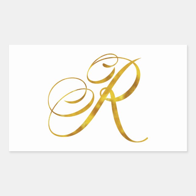 Custom Monogram R Faux Gold Foil Monograms Initial Sticker (Front)