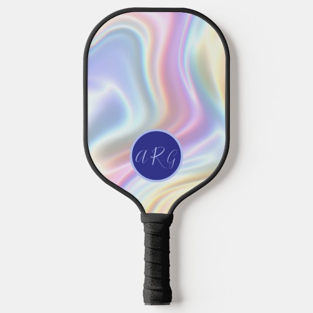 Custom Monogram rainbow colours retro Pickleball Paddle (Front)