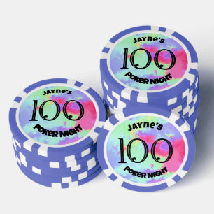 Custom Monogram Rainbow Paint Splatter  Poker Chips