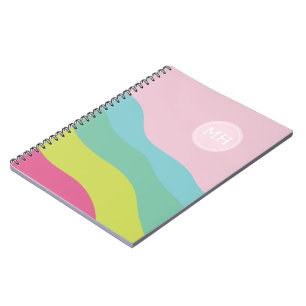 Custom monogram rainbow trendy colourful Notebook