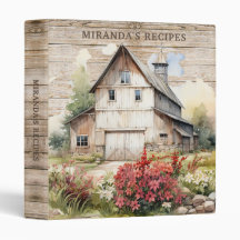 Custom Monogram Recipes Rustic Barn Wood Farm