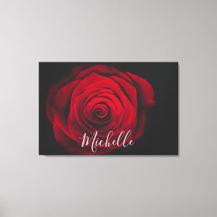 Custom monogram red rose vintage photograph canvas print