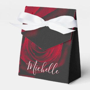 Custom monogram red rose vintage photograph favor box