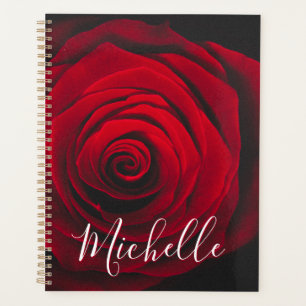 Custom monogram red rose vintage photograph planner