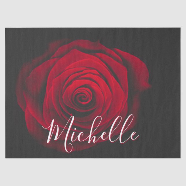 Custom monogram red rose vintage photograph tissue paper (Front)