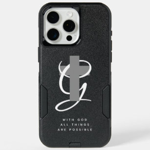 Custom monogram religious cross protective iPhone 15 pro max case
