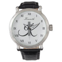 Custom monogram religious cross watch gift for men