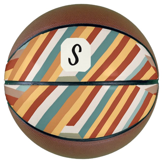 Custom Monogram Retro 70s Geometric Basketball (Front)