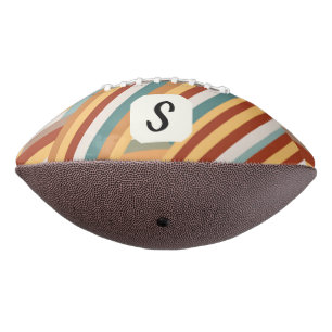 Custom Monogram Retro 70s Geometric Football