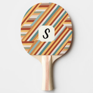 Custom Monogram Retro 70s Geometric  Ping Pong Paddle