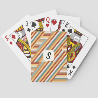 Custom Monogram Retro 70s Geometric Poker Cards