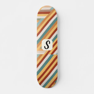 Custom Monogram Retro 70s Geometric Skateboard