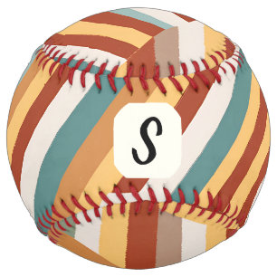 Custom Monogram Retro 70s Geometric Softball