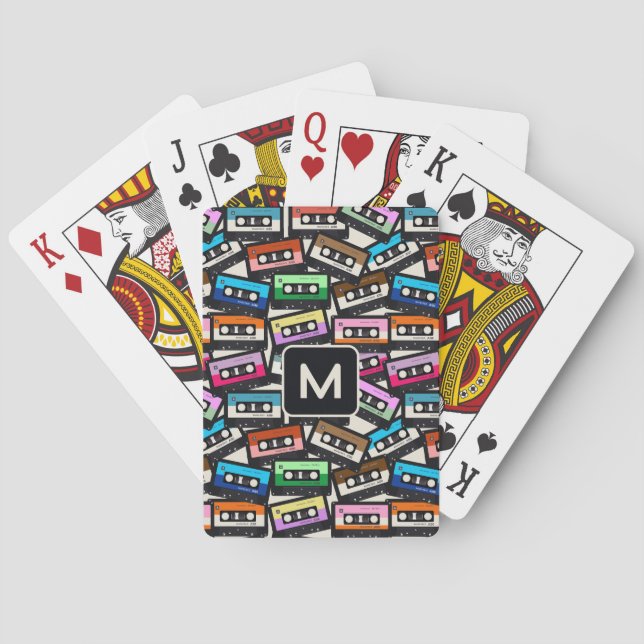 Custom Monogram Retro Casette Tapes Playing Cards (Back)