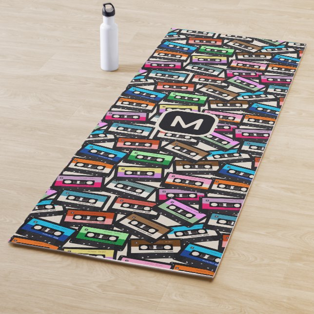 Custom Monogram Retro Casette Tapes Yoga Mat (In Situ)