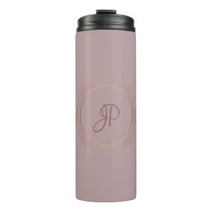 Custom Monogram Rose Gold Elegant Template Thermal Tumbler
