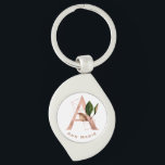 Custom Monogram Rose Gold Floral Initial Keychain<br><div class="desc">The letter A - a beautiful monogram initial in rose gold embellished with an exquisite watercolor floral and geometric shape pattern.  Ideal gift and keepsake idea for your favourite bridesmaid.  Easily customize the name of your choice.</div>