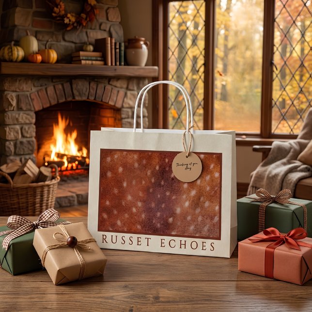 Custom Monogram Russet Fawn Print Large Gift Bag (Creator Uploaded)