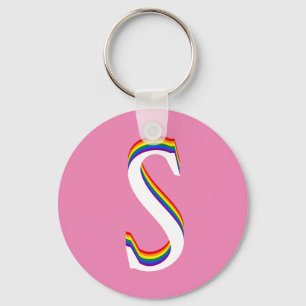 Custom Monogram S LGBTQ Gay Pride Rainbow LGBT Keychain