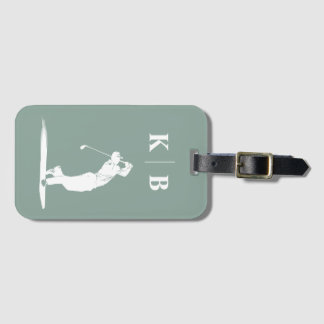 Custom Monogram Sage Green White Personalized Golf Luggage Tag