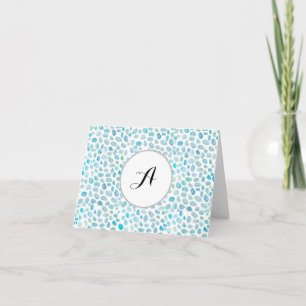 Custom Monogram Sea Glass Pattern Thank You Card