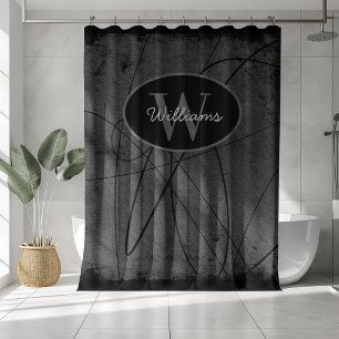 Custom Monogram Shower Curtain Abstract Masculine 
