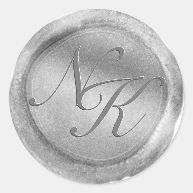 Custom Monogram Silver Wax Seal Sticker (Front)