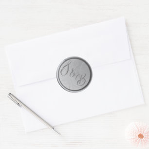  Custom Monogram silver wax seal wedding stickers