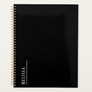 Custom monogram, simple black personalized planner