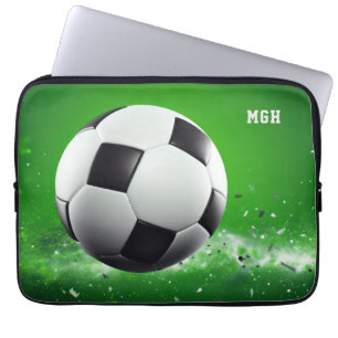 Custom Monogram Soccer Ball Laptop Sleeve
