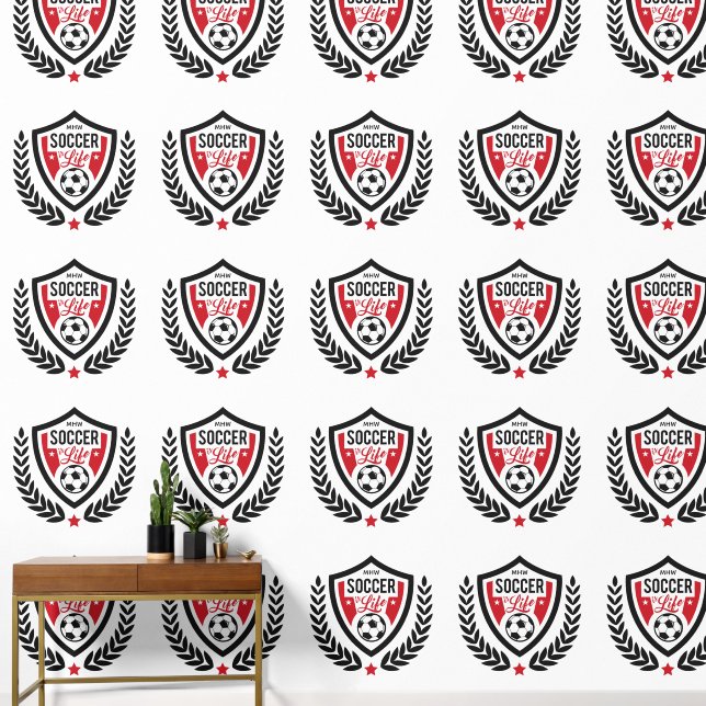 Custom Monogram Soccer Logo Wallpaper (Hallway)