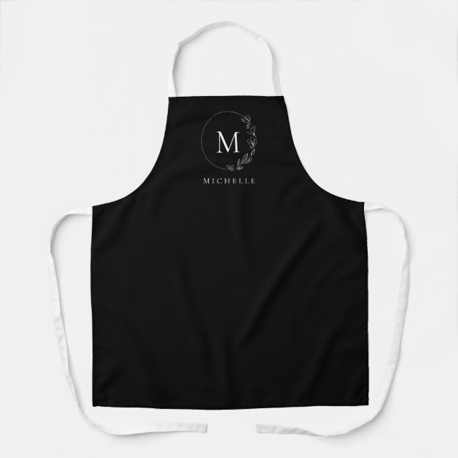 Custom monogram soft Floral wreath Apron (Front)