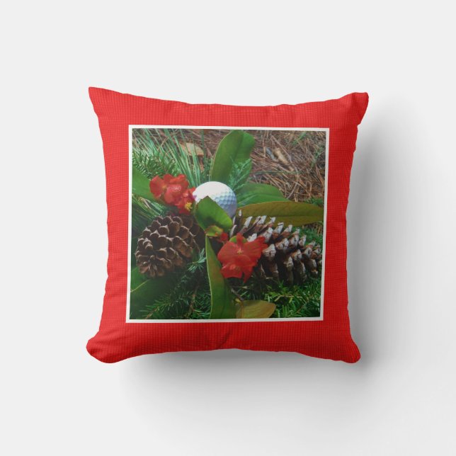 Custom MONOGRAM solid  Red add photo Throw Pillow (Front)