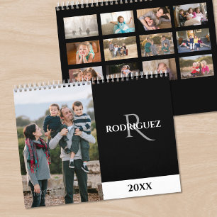 Custom Monogram Spanish Black Photo Calendar