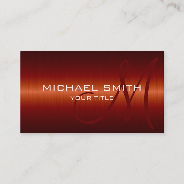 Custom Monogram Stainless Steel Metal Business Card (Front)