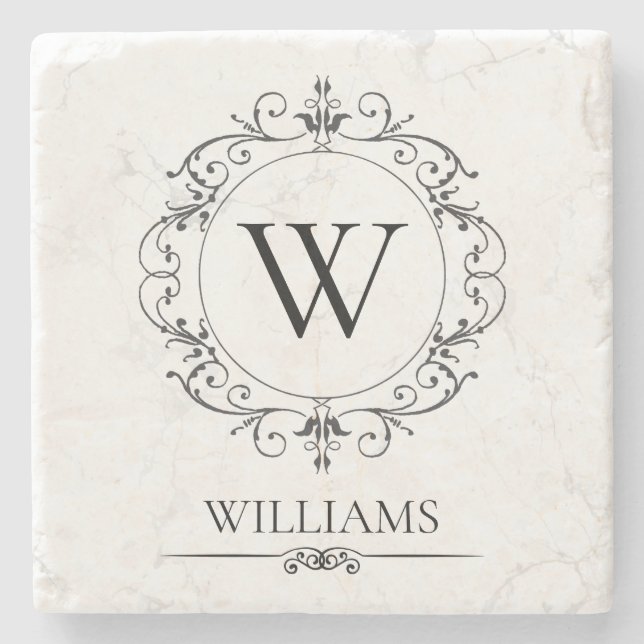 Custom Monogram Stone Coaster (Front)